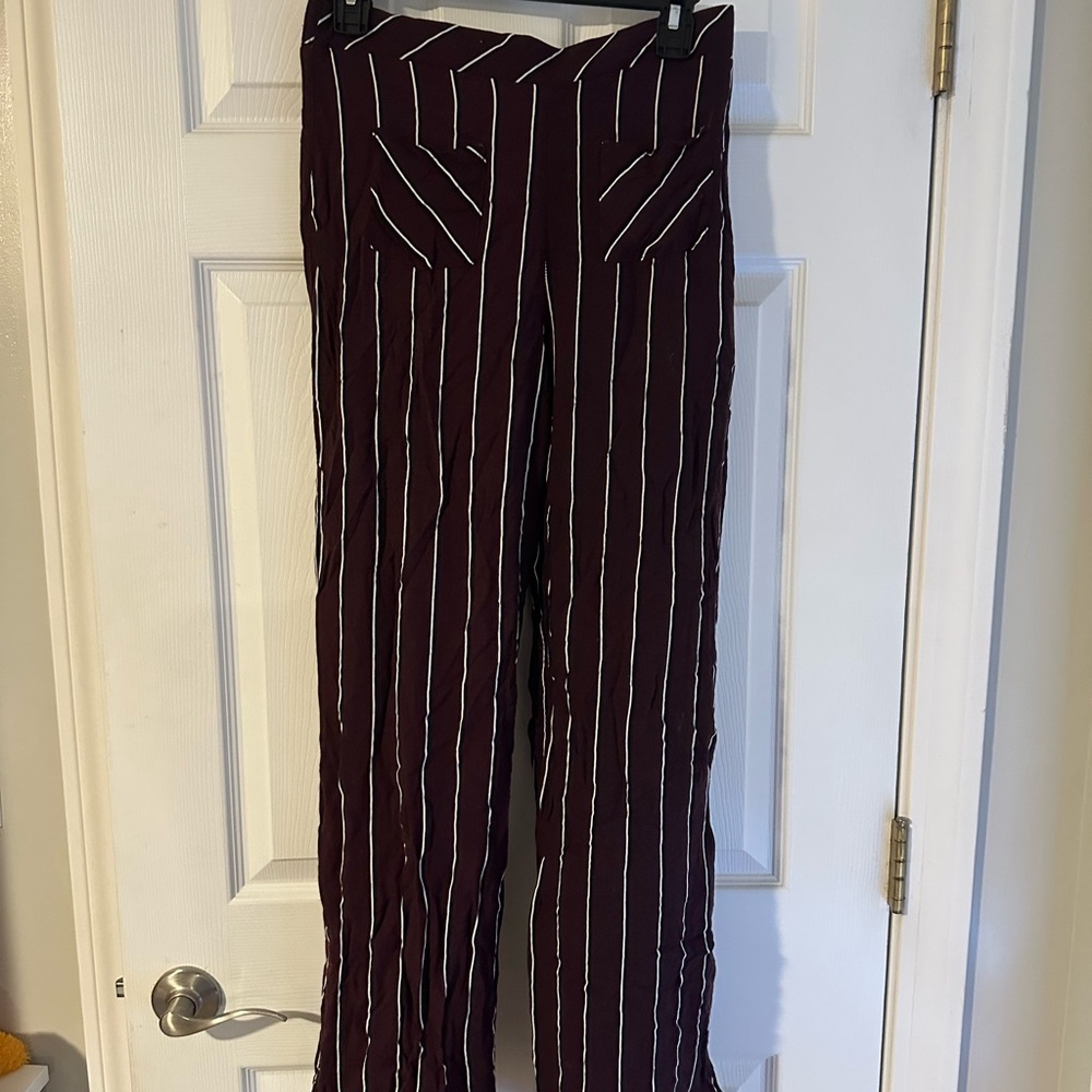 Women's Striped Burgundy Pants